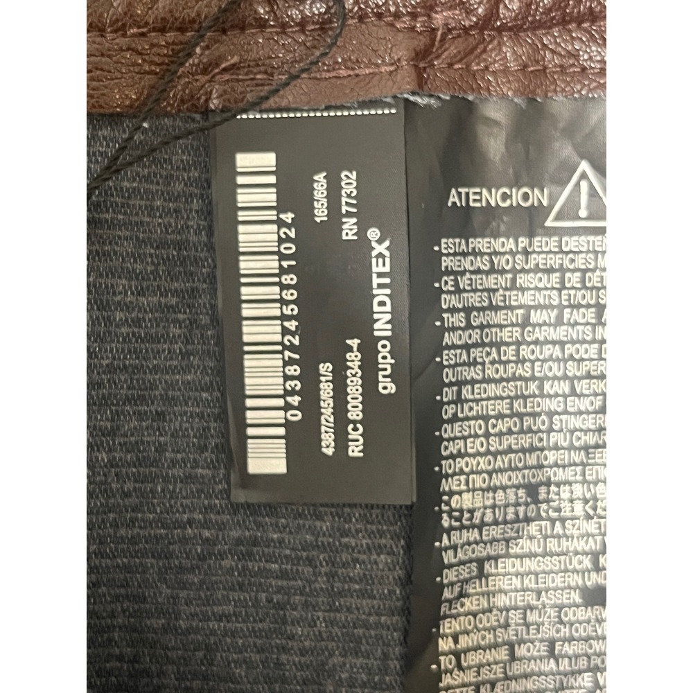 Zara Brown Faux Leather Midi Skirt High Waisted A-Line NWT Size Small No Belt - Picture 8 of 9